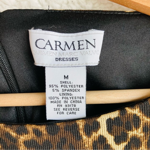 Carmen Marc Valvo leopard print long sleeve jersey knit bodycon midi dress, Sz M - Picture 9 of 16
